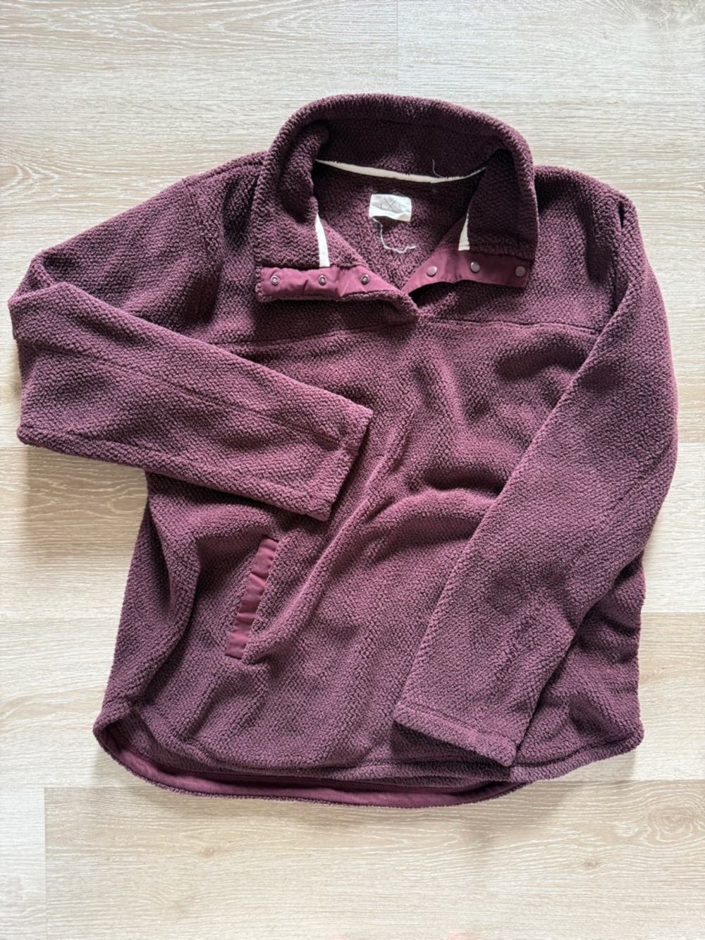 Cozy Snap-Button Fleece Pullover in Deep Plum